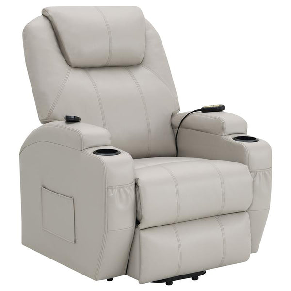 Sanger Upholstered Power Lift Massage Recliner Champagne - 600497P