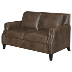 Leaton Upholstered Recessed Arm Loveseat Brown Sugar - 509442