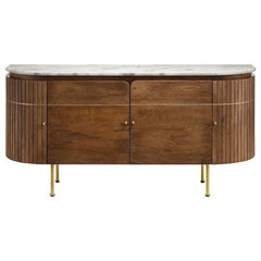 Ortega 4-door Marble Top Dining Sideboard Server White and Natural - 105145