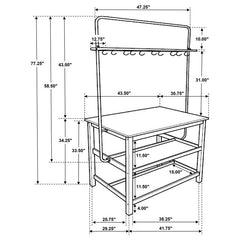 Hollis Kitchen Island Counter Height Table with Pot Rack Brown and White - 122246