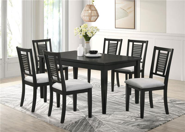 Appleton 7-piece Rectangular Wood Dining Table Set Black Washed and Light Grey - 110281-S7