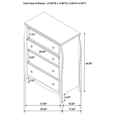 Dominique 4-drawer Bedroom Chest Cream White - 400565