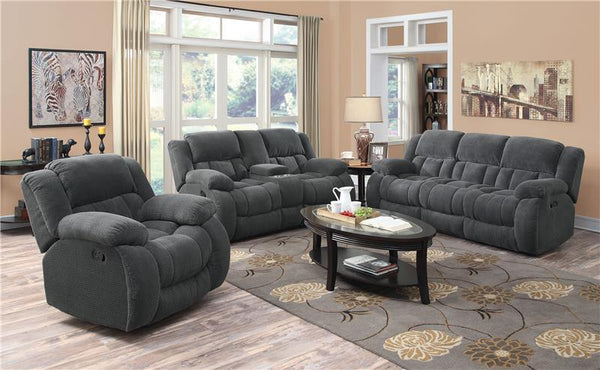 Weissman 3-piece Upholstered Reclining Sofa Set Grey - 601921-S3