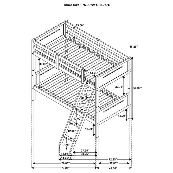 Littleton Wood Twin Over Twin Bunk Bed Espresso - 405051BRN