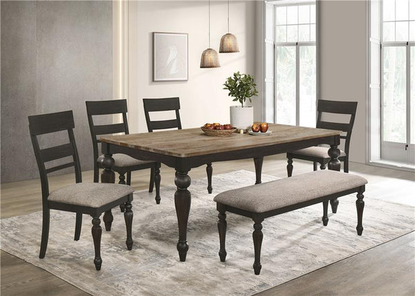 Bridget Upholstered Dining Bench Stone Brown and Charcoal Sandthrough - 108223