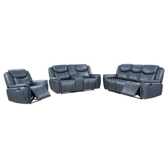Sloane 3-piece Upholstered Reclining Sofa Set Blue - 610271-S3