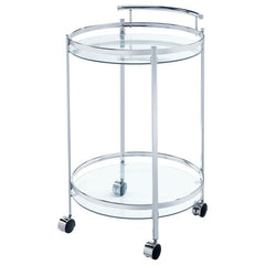 Chrissy 2-tier Round Glass Bar Cart Chrome - 181367