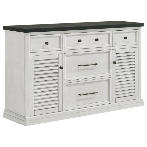 Aventine 5-drawer Dining Sideboard Buffet Cabinet with Cabinet Charcoal and Vintage Chalk - 108245