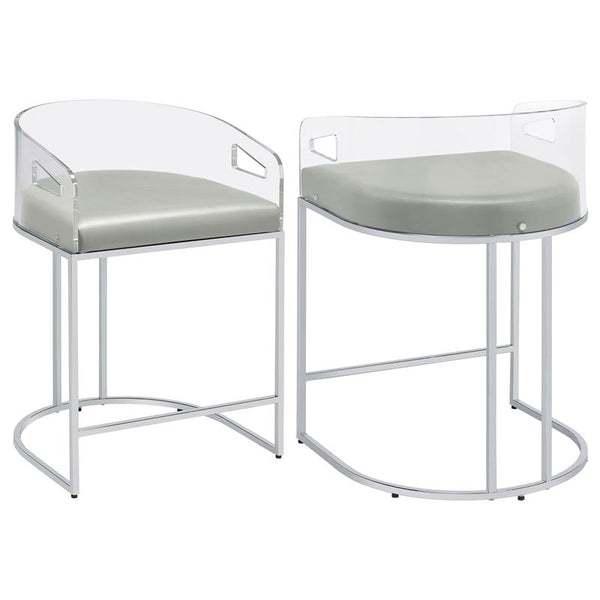 Thermosolis Acrylic Back Counter Height Stools Grey and Chrome (Set of 2) - 183405