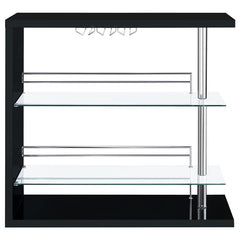 Prescott Rectangular 2-shelf Bar Unit Glossy Black - 100165