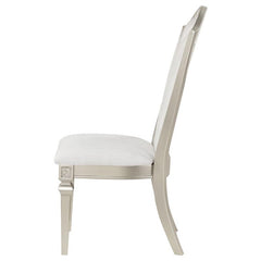 Evangeline Upholstered Dining Side Chair with Faux Diamond Trim Ivory and Silver Oak (Set of 2) - 107552