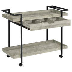 Ventura 2-tier Bar Cart with Storage Drawer Grey Driftwood - 181005