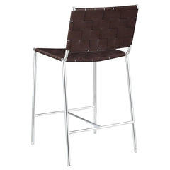 Adelaide Upholstered Counter Height Stool with Open Back Brown and Chrome - 183583