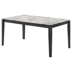 Stevie Rectangular Faux Marble Top Dining Table White and Black - 115111WG