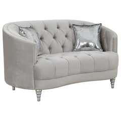 Avonlea Upholstered Sloped Arm Loveseat Grey Velvet - 508462