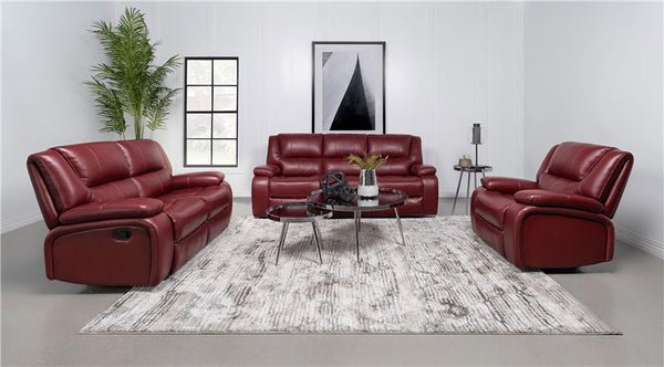 Camila 3-piece Upholstered Reclining Sofa Set Red - 610241-S3