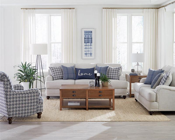 Glenn 3-piece Upholstered Sofa Set Light Grey and Blue - 511091-S3