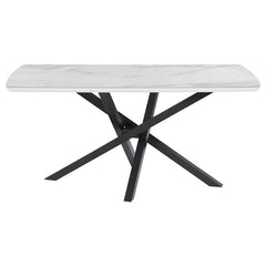 Paulita Rectangular Dining Table White and Gunmetal - 110711