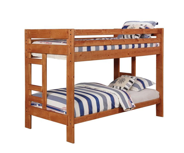 Wrangle Hill Wood Twin Over Twin Bunk Bed Amber Wash - 460243