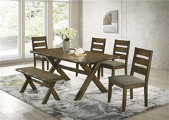 Alston Dining Room Set Knotty Nutmeg and Brown - 106381-S6