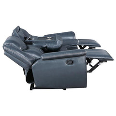 Sloane 2-piece Upholstered Reclining Sofa Set Blue - 610271-S2
