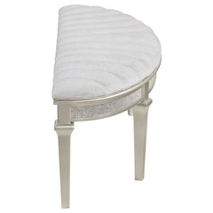 Evangeline Curved Fabric Upholstered Bench Silver Oak - 223396