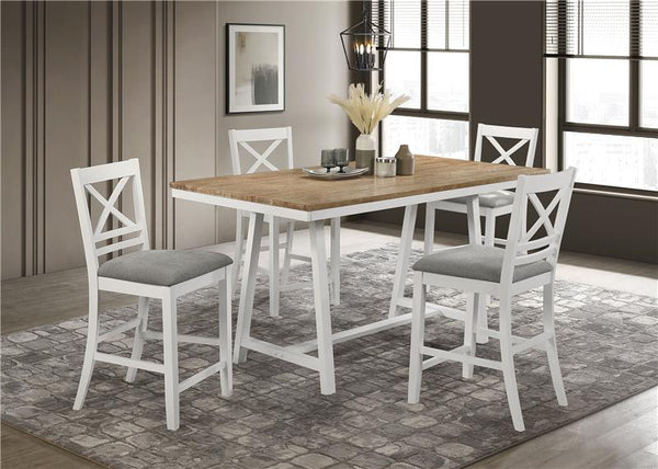Hollis 5-piece Rectangular Counter Height Dining Set Brown and White - 122248-S5