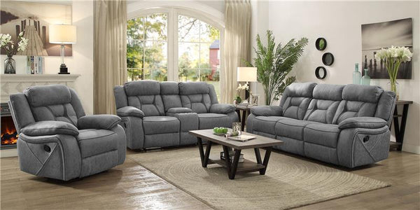 Higgins 3-piece Upholstered Motion Reclining Sofa Set Grey - 602261-S3