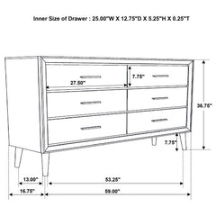 Ramon 6-drawer Dresser Metallic Sterling - 222703