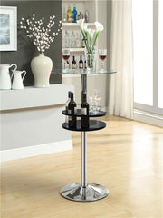 Gianella Glass Top Bar Table with Wine Storage Black and Chrome - 120715