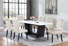 Sherry Trestle Base Marble Top Dining Table Espresso and White - 115511