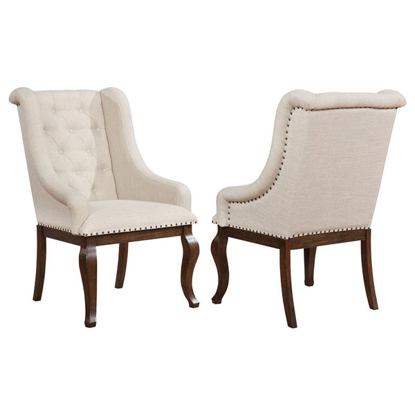 Brockway Tufted Arm Chairs Cream and Antique Java (Set of 2) - 110313