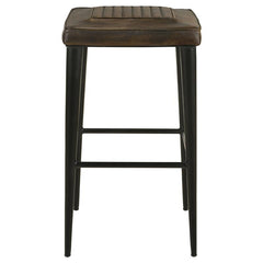 Alvaro Leather Upholstered Backless Bar Stool Antique Brown and Black (Set of 2) - 109079