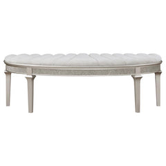 Evangeline Curved Fabric Upholstered Bench Silver Oak - 223396