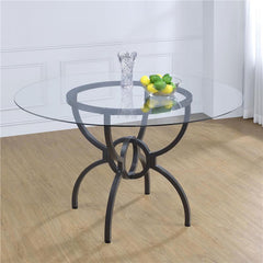 Aviano 48" Round Glass Top Dining Table Clear and Gunmetal - 108291BG