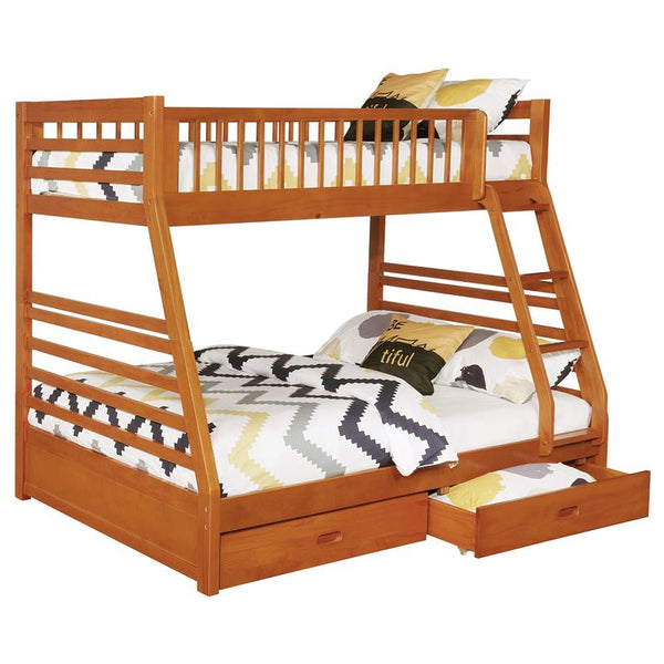 Ashton 2-drawer Wood Twin Over Full Bunk Bed Honey - 460183