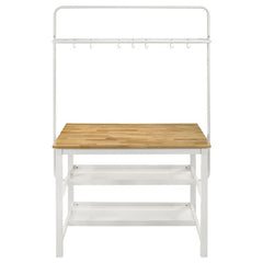 Hollis 3-piece Kitchen Island Counter Height Table with Stools Brown and White - 122246-S3