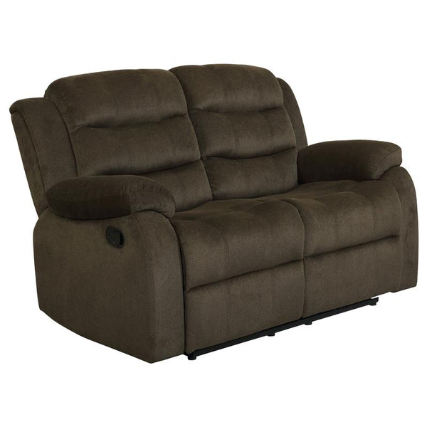 Rodman Upholstered Padded Arm Reclining Loveseat Olive Brown - 601882