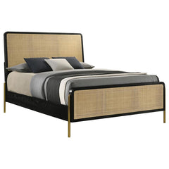 Arini Rattan Eastern King Panel Bed Black and Natural - 224330KE