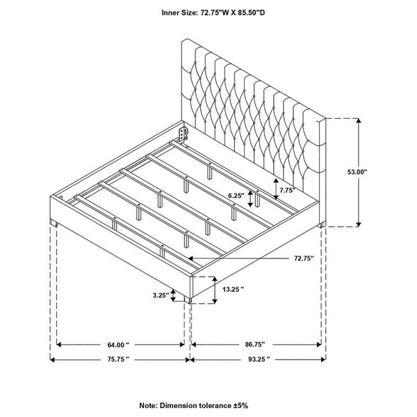 Chloe Upholstered California King Panel Bed Oatmeal - 300007KW