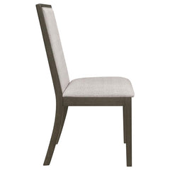 Kelly Upholstered Solid Back Dining Side Chair Beige and Dark Grey (Set of 2) - 107962