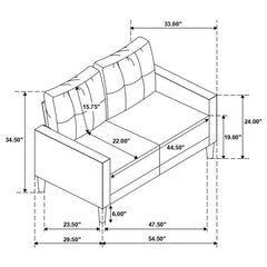 Bowen Upholstered Track Arm Tufted Loveseat Grey - 506782