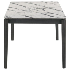 Stevie Rectangular Faux Marble Top Dining Table White and Black - 115111WG