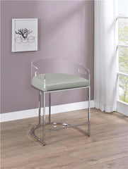Thermosolis Acrylic Back Counter Height Stools Grey and Chrome (Set of 2) - 183405