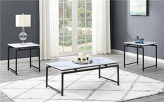 Clark 3-piece Faux Marble Top Coffee Table Set White - 708153
