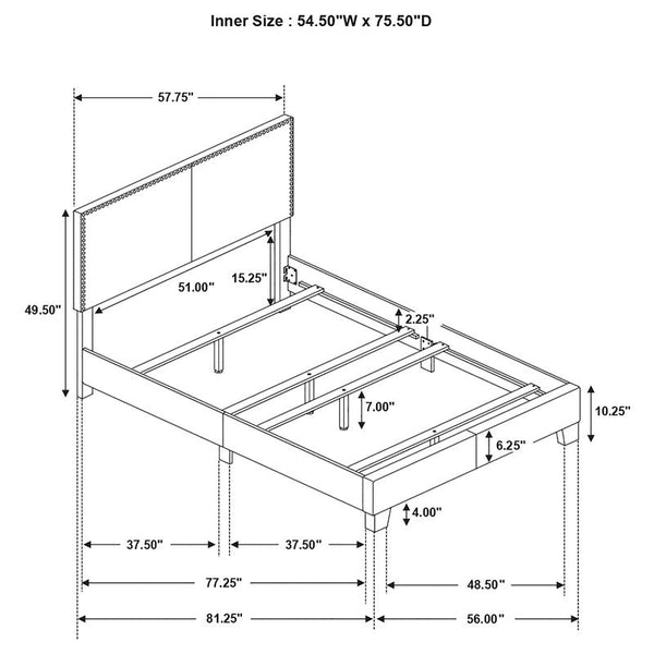Boyd Upholstered Full Panel Bed Ivory - 350051F