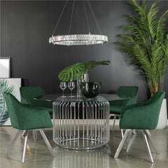 Arika Channeled Back Swivel Dining Chair Green - 193372GRN