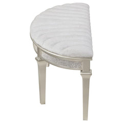 Evangeline Curved Fabric Upholstered Bench Silver Oak - 223396