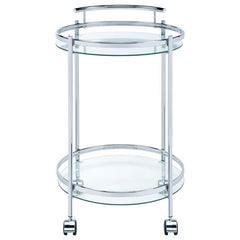 Chrissy 2-tier Round Glass Bar Cart Chrome - 181367