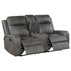 Raelynn Upholstered Track Arm Motion Loveseat Grey - 603192
